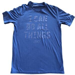 Steph Curry Shirt Mens Small I Can Do All Things Blue Tee Under Armour Heat Gear